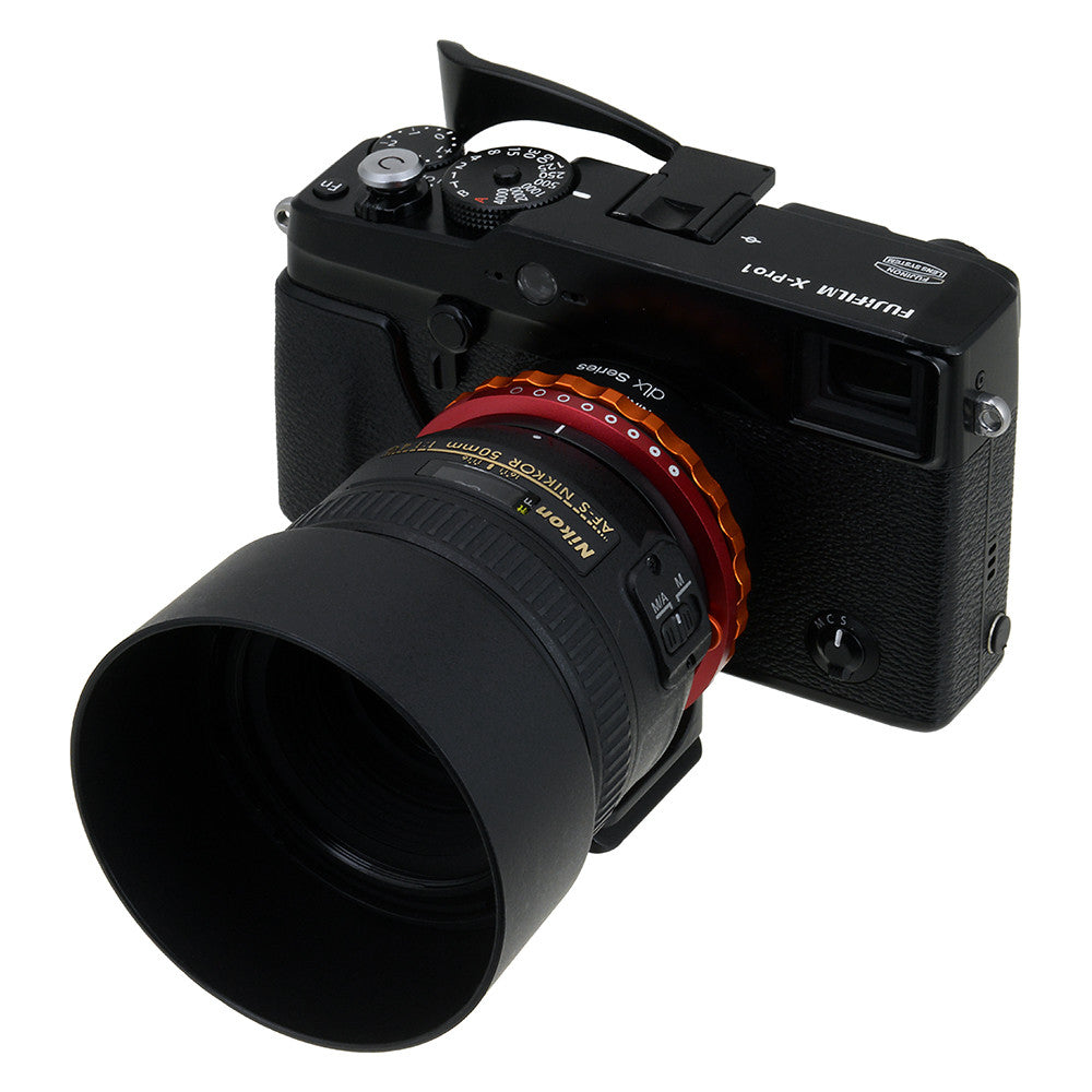 Fotodiox DLX Lens Adapter - Nikon F Mount G/D Lens to Fujifilm X Mount Camera Adapter with Aperture Control | Compatible with Fuji X-T4, X-T3, X-Pro3 for Photography & Videography