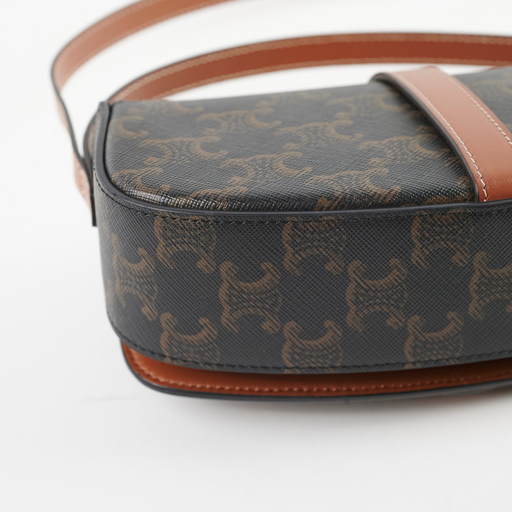 Celine Triomphe Tabou Clutch with Adjustable Strap - Genuine Leather Crossbody Bag in Brown/Tan for Women | Perfect for Evening Parties, Date Nights & Special Occasions