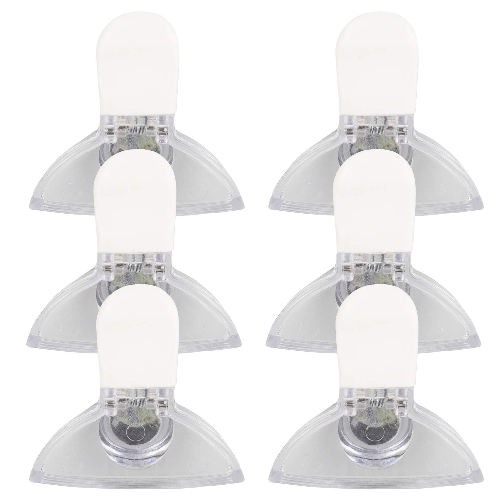 6-Piece Magnetic Food Bag Clips Set - Airtight Seal Chip Clips for Bread, Snacks & Food Storage - Strong Grip Kitchen Organizer (White) - Perfect for Pantry, Picnics & Travel