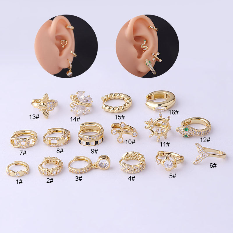 18K Gold Snake Helix Hoop Clicker Earrings for Women - Hypoallergenic Cartilage Piercing Jewelry - Perfect for Parties, Date Nights & Gifts | HSPJ702