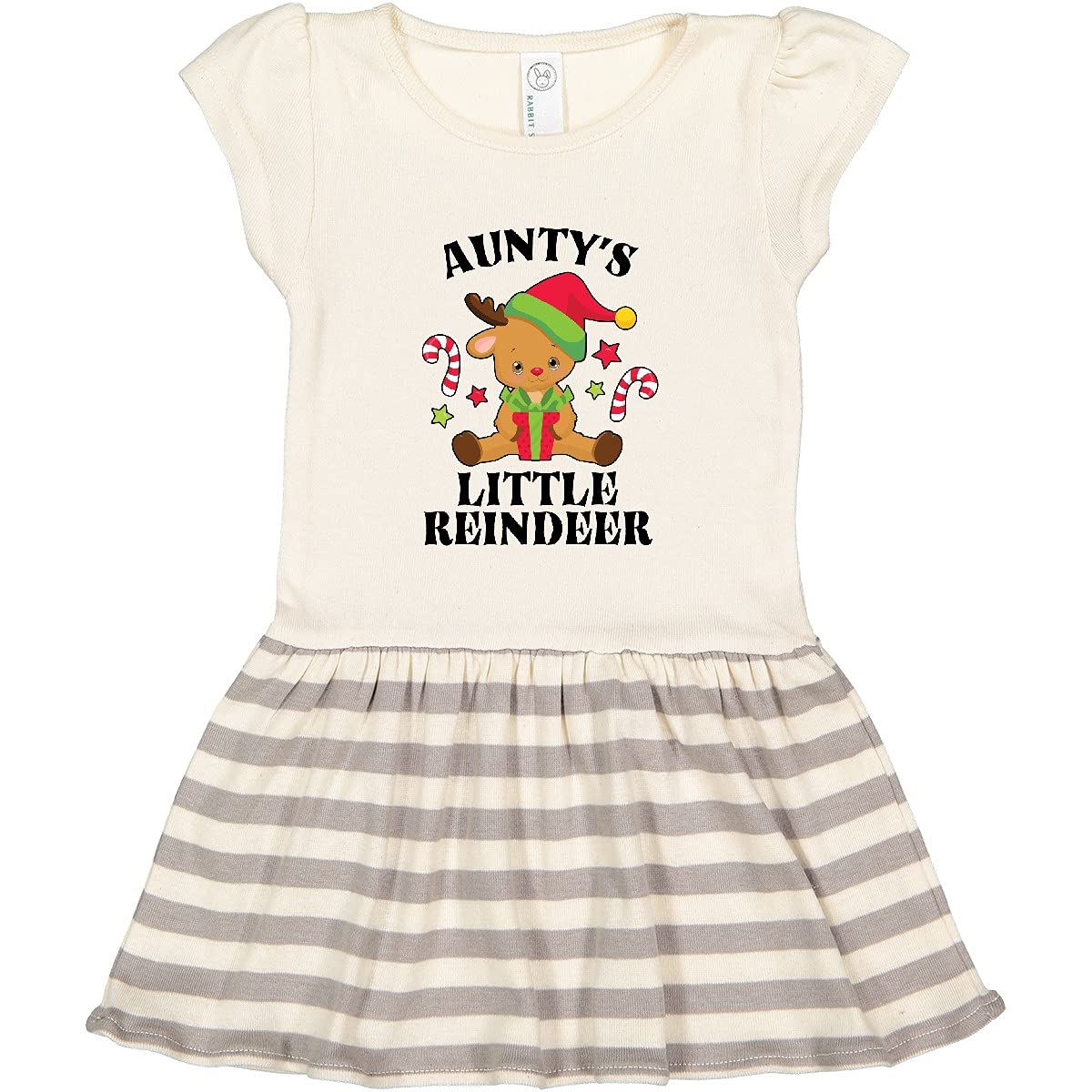 Inktastic Christmas Aunty's Little Reindeer with Candy Canes Toddler Dress - Festive Holiday Outfit for Baby Girls & Toddlers - Perfect for Christmas Photos, Parties & Family Gatherings