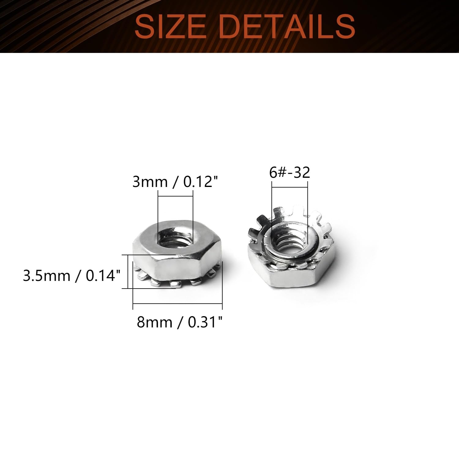 MroMax 6#-32 K-Lock Nuts, 100Pcs - UNC Silver Zinc Plated Carbon Steel Keps Lock Nuts for Hardware Fastening - Ideal for Machinery, Furniture & Electrical Appliances | Secure Fastening Solution for DIY Projects & Industrial Use