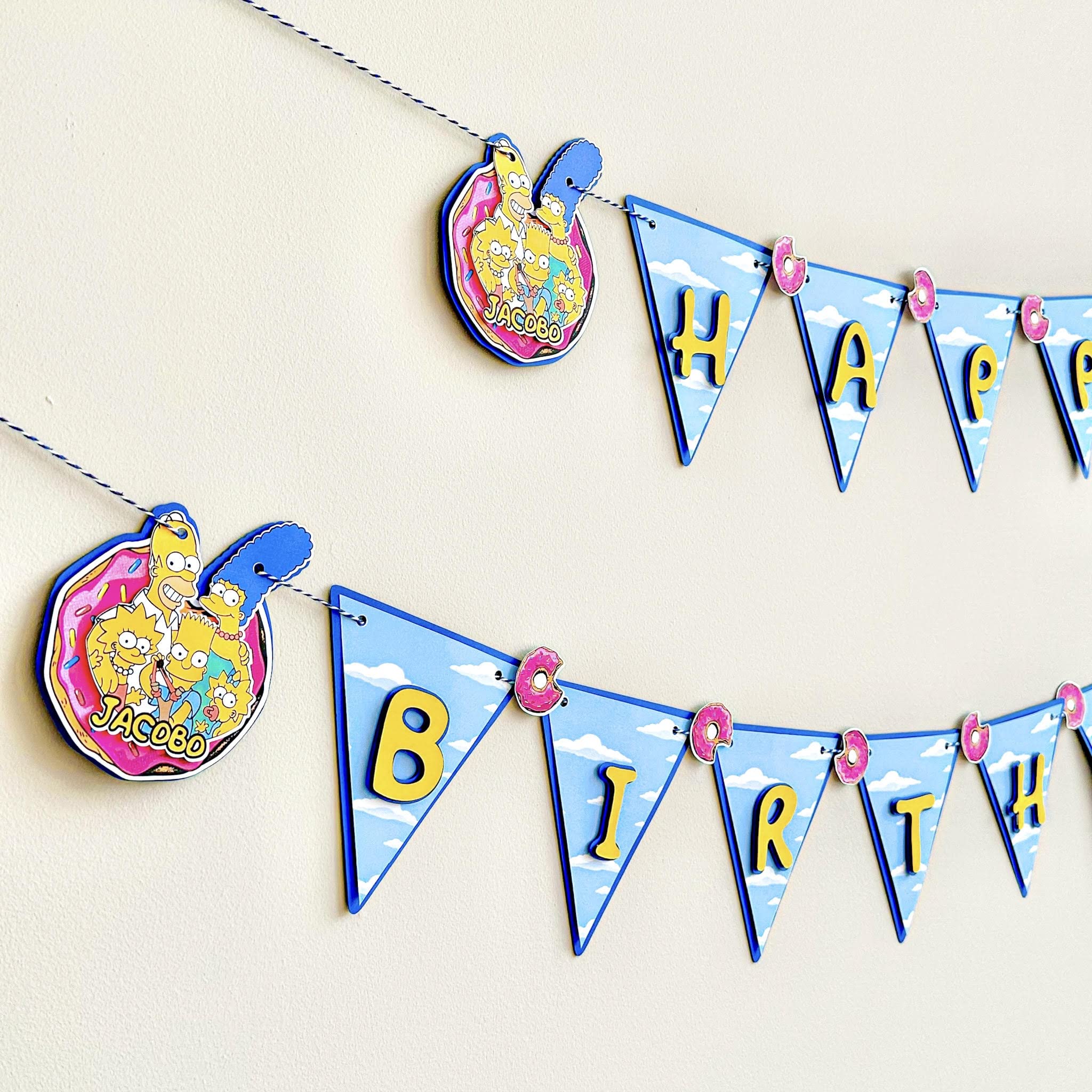 The Simpsons Birthday Banner - Colorful Party Decorations for Birthday Celebrations, Happy Birthday Garland - Perfect for Themed Parties, Home Decor & Festive Events