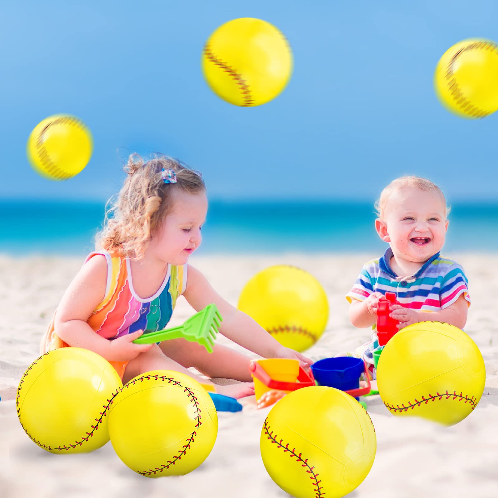 24 Pcs 5.5'' Inflatable Baseball Beach Balls - Fun Pool Party Favors, Summer Water Games, Sports Day Activities for Kids & Adults - Perfect for Beach, Pool, Backyard, Birthday Parties & Outdoor Events