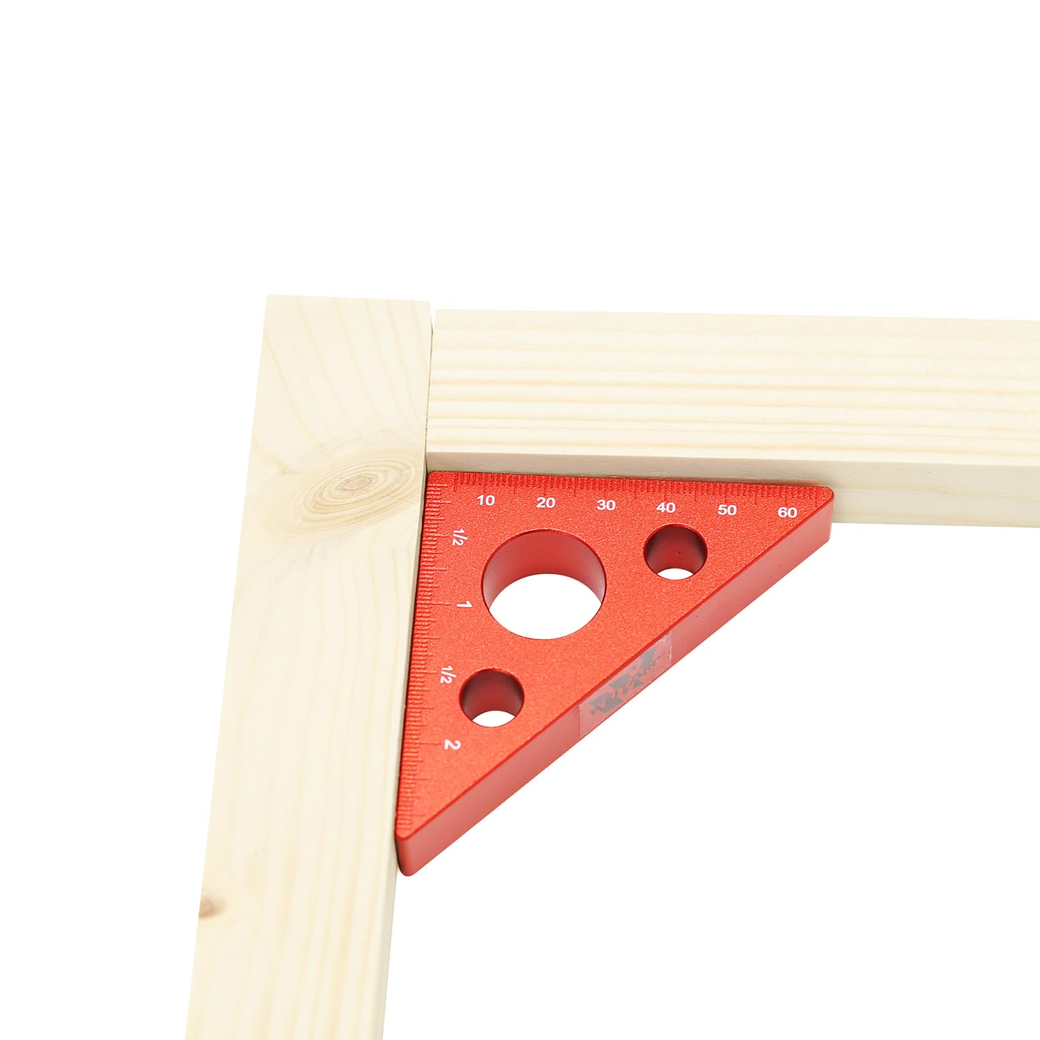 45 Degree Aluminum Alloy Triangle Ruler - 65mm Woodworking Measuring Tool for DIY Projects, Height Gauge (Red) - Perfect for Carpentry, Engineering, and Craft Measurements