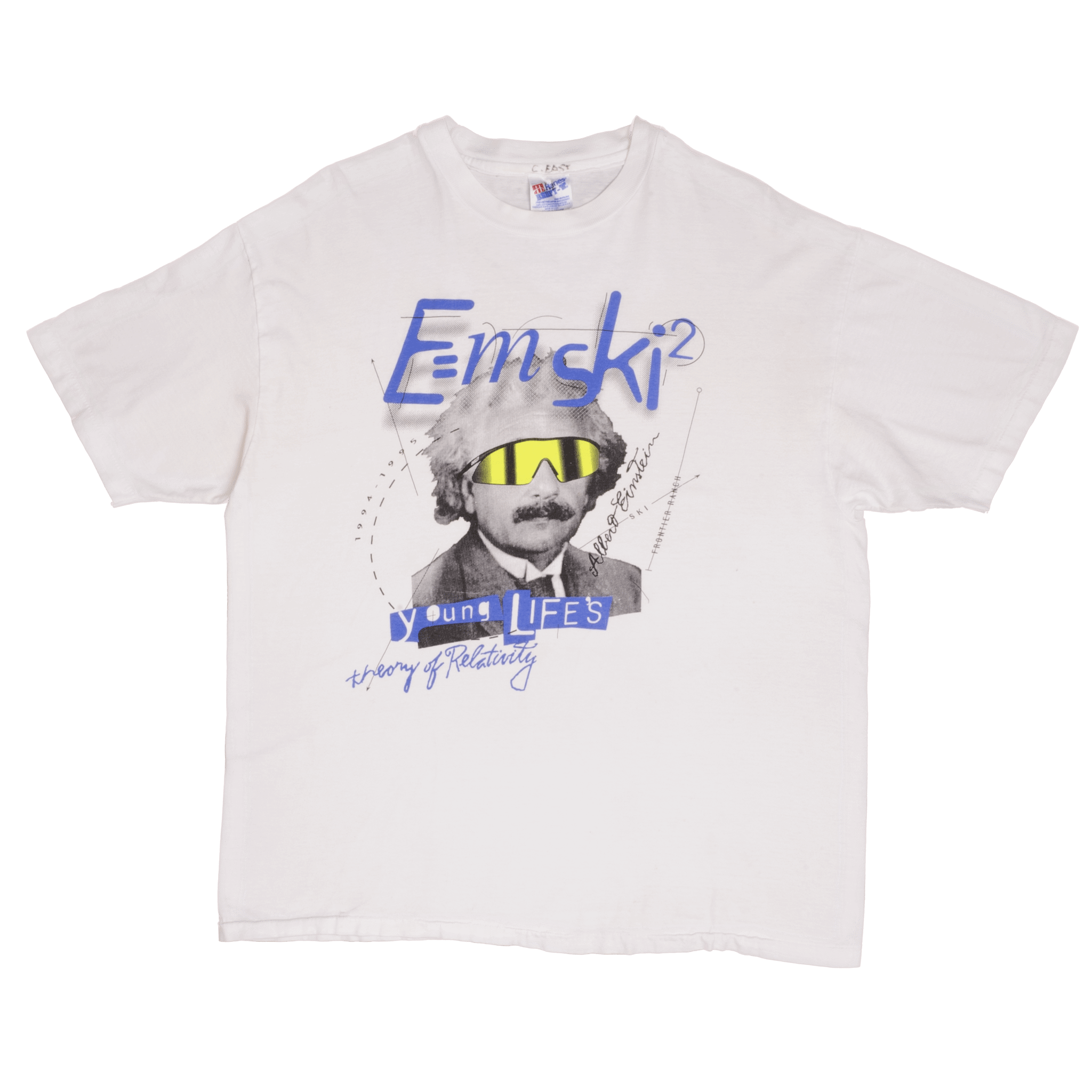 Vintage Albert Einstein E=MC2 Youth Oakley T-Shirt 1995 XL Made in USA - Retro Graphic Tee for Science Fans & Vintage Collectors