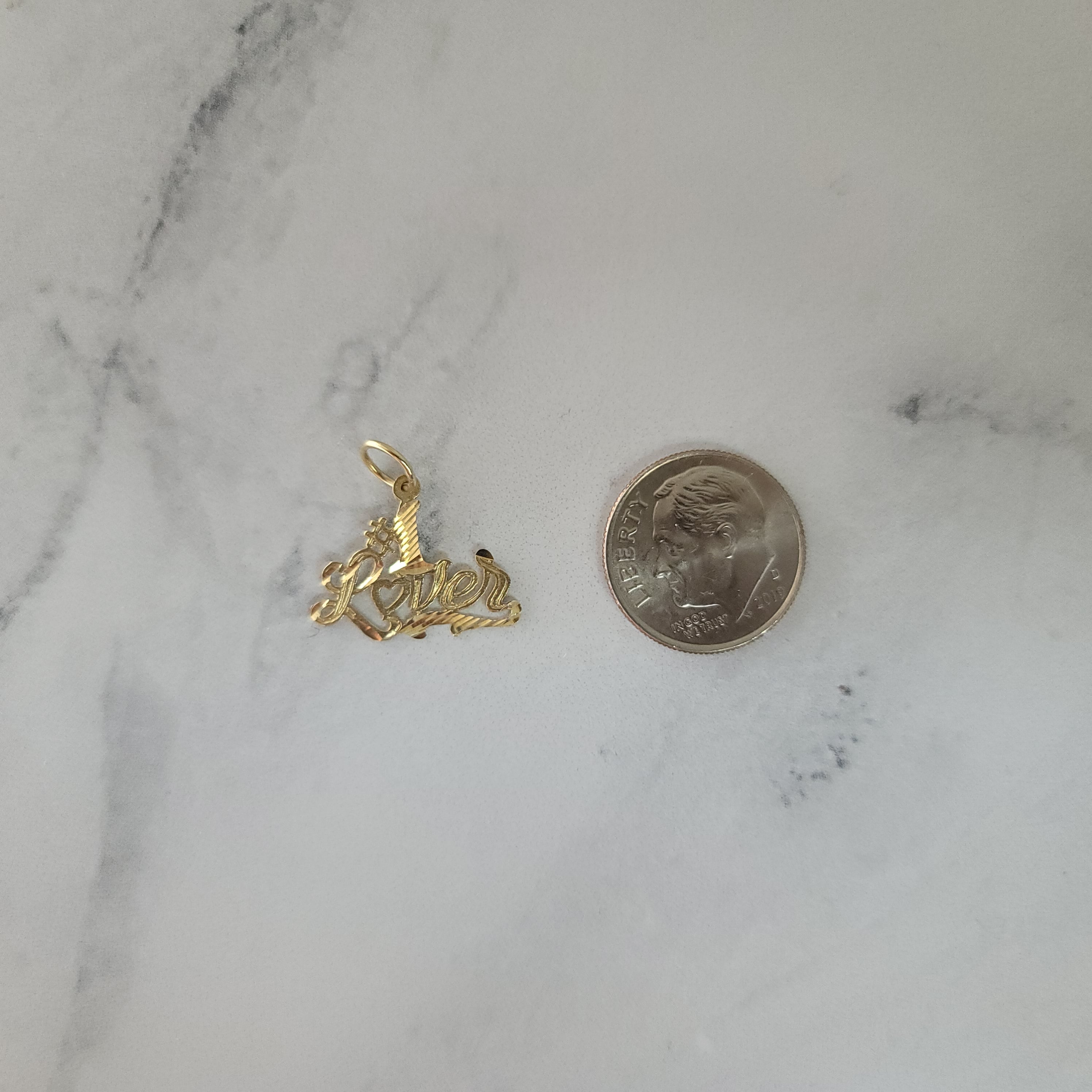 14k Yellow Gold Diamond-Cut Love Pendant Necklace - Romantic Gift for Her, Perfect for Anniversaries & Valentine's Day