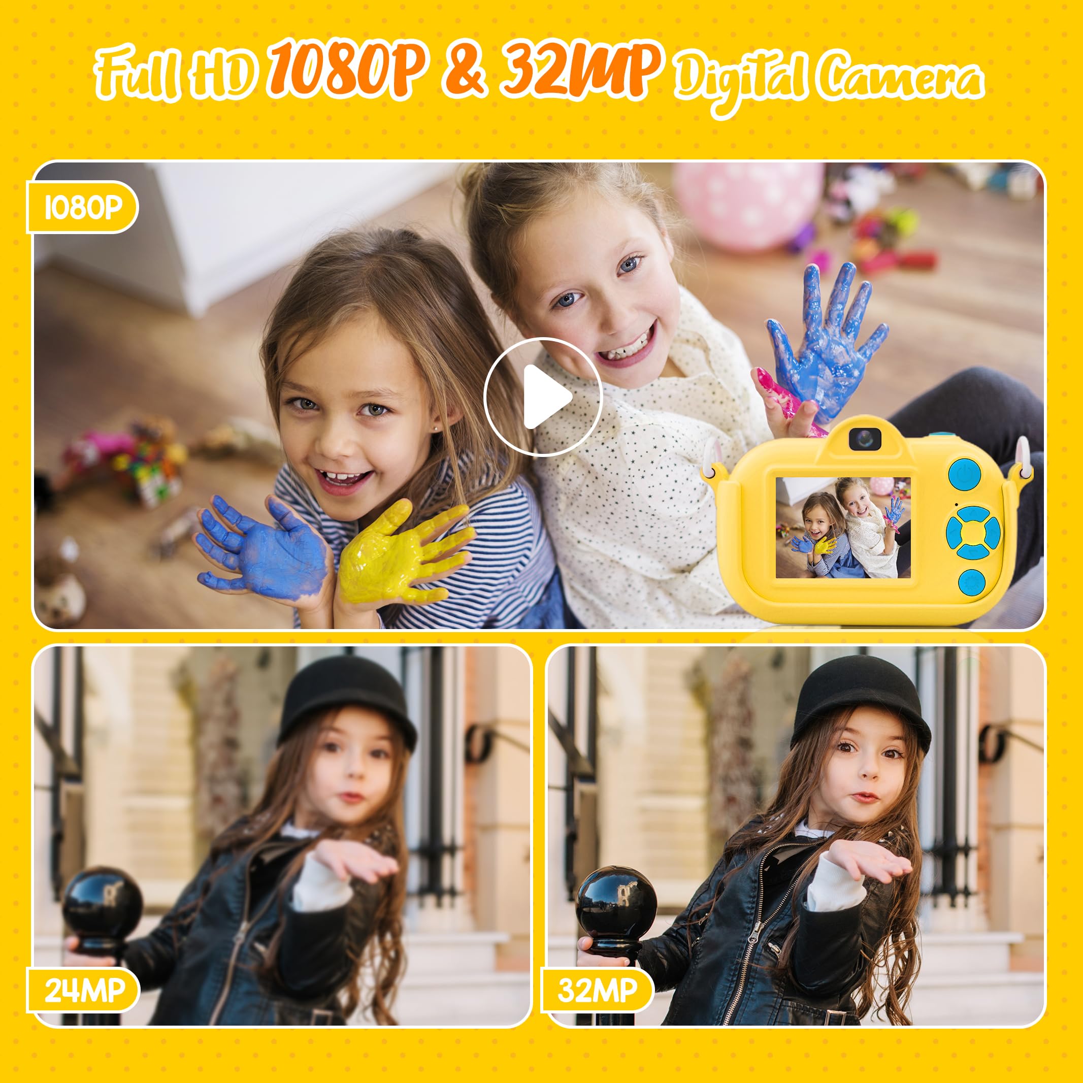 Best Kids Digital Camera Toy for Boys & Girls Ages 3-8 - Dual Lens HD Camera with 32GB SD Card - Perfect Christmas & Birthday Gift for Toddlers - Great for Travel, Outdoor Adventures & Learning Photography