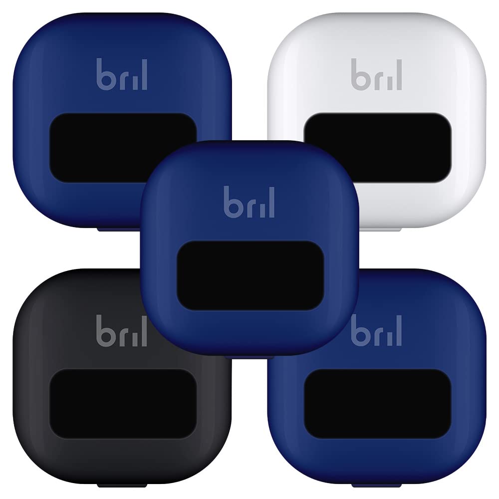 Bril UV-C Toothbrush Cleaner & Sanitizer with Magnetic Holder, Travel Case & Portable Cover - Fits Any Size Toothbrush - Navy, Black, White (5 Pack) - Perfect for Home, Travel & Daily Hygiene