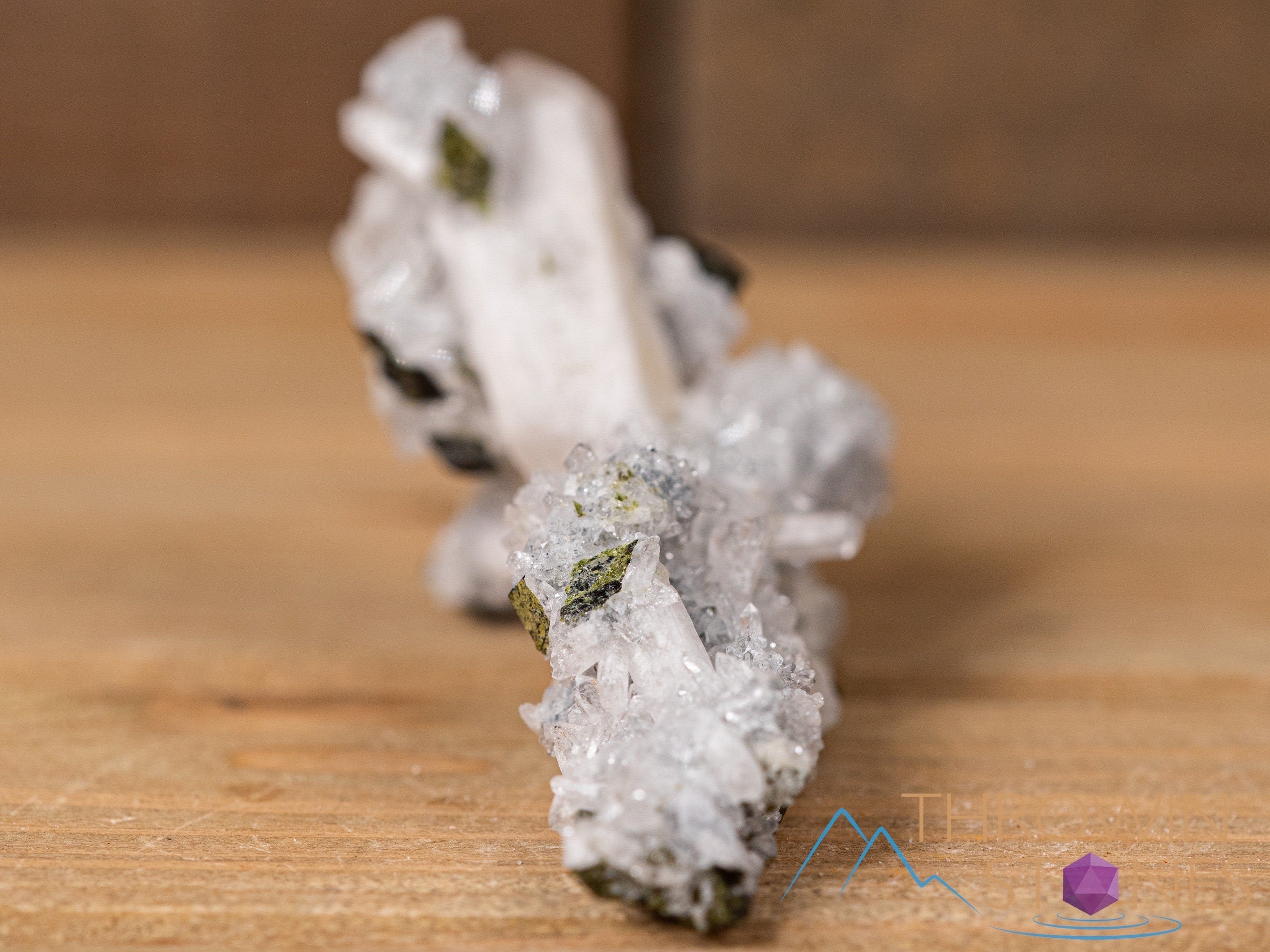 Natural Quartz with Epidote Raw Crystal Cluster - Healing Stone for Home Decor, Housewarming Gift, Meditation & Energy Work | Raw Crystals & Minerals Collection 40735