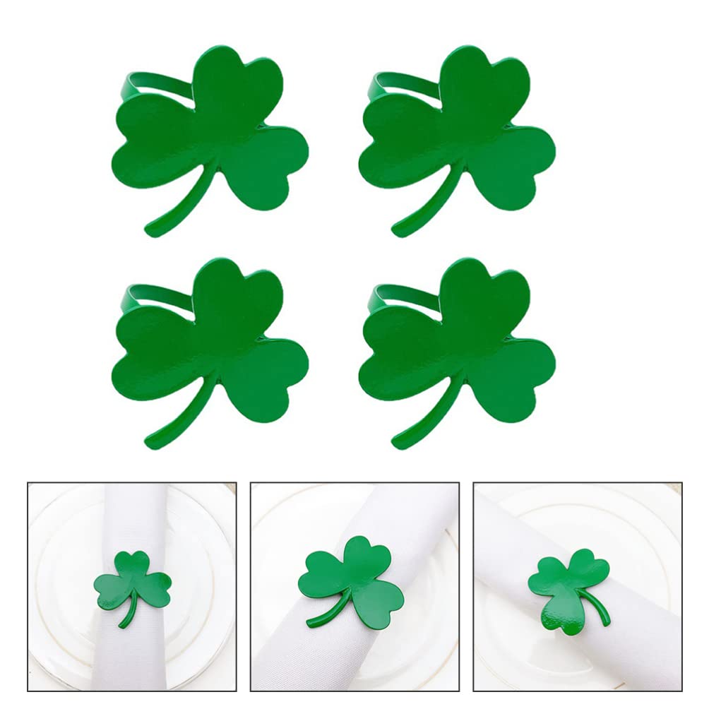 VALICLUD 4-Piece Shamrock Napkin Rings Set - St. Patrick's Day & Valentine's Day Napkin Holders - Decorative Tableware for Holiday Parties, Weddings, and Special Occasions