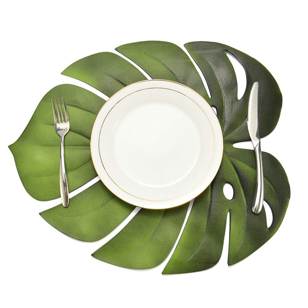 Eco-Friendly Banana Leaf Placemats Set of 4 - Natural Palm Leaf Table Mats for Dining Decor, Tropical Theme Dinner Party, Outdoor Picnic & Home Decoration