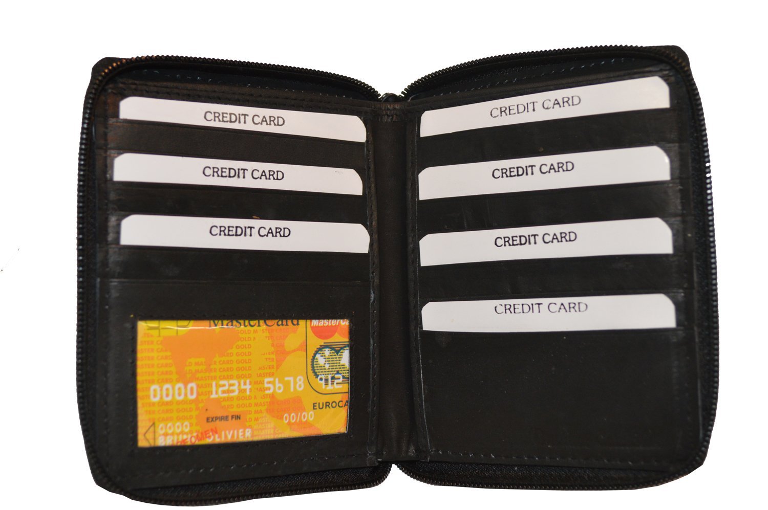 LB LEATHERBOSS Genuine Leather Men's Wallet with All-Around Zipper - Slim Bifold RFID Blocking Wallet for Everyday Carry, Travel & Business