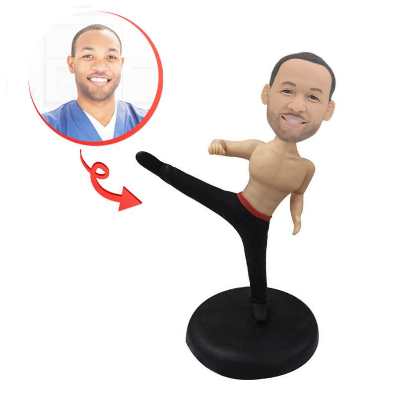 Custom Kung Fu Pose Bobblehead - Personalized Martial Arts Figurine for Desk Decor, Office Gifts & Martial Arts Enthusiasts