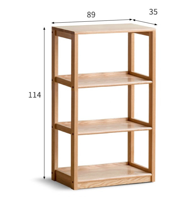 Solid Oak Wood 5-Tier Bookshelf - Sturdy Multi-Layer Bookcase for Home Office, Living Room & Library Storage