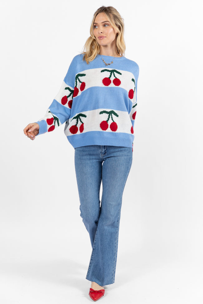 Stylish Blue Sweater for Women | The Cherry On Top Collection | Cozy & Trendy Pullover | Perfect for Casual Outfits & Winter Layering