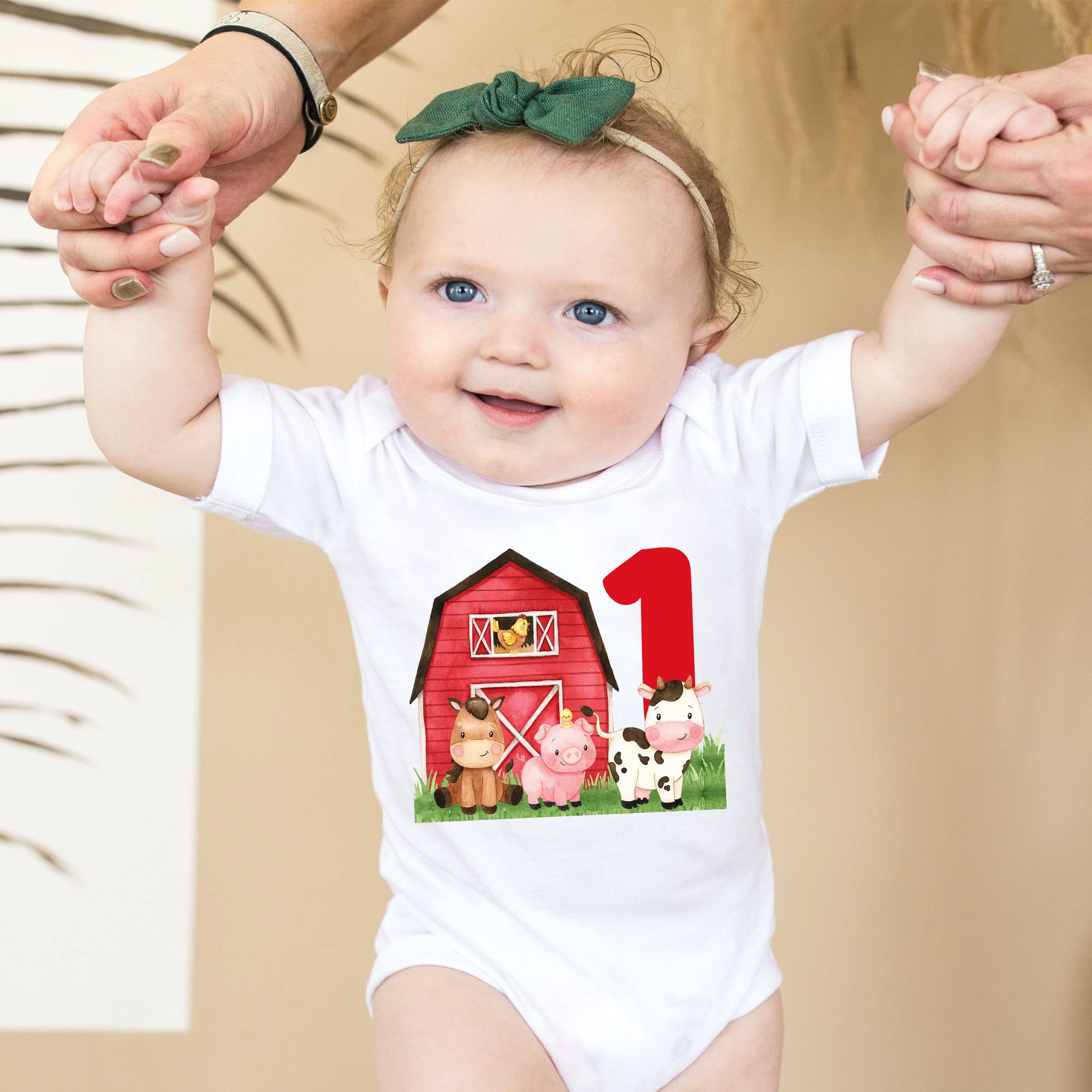 Farm Animal First Birthday Shirt - Cute Barnyard Theme 1st Birthday Outfit for Boys & Girls (12 Months) - Perfect for Farm-Themed Birthday Parties & Photo Shoots