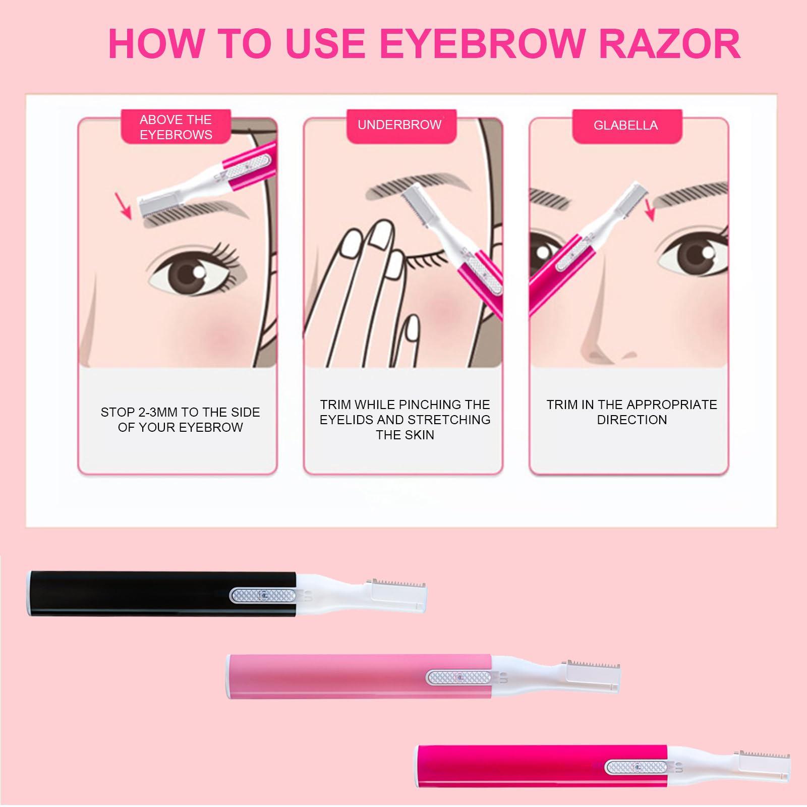 Painless Electric Eyebrow Trimmer & Facial Hair Remover - Rechargeable Women's Face Shaver for Precise Hair Removal - Perfect for Eyebrow Shaping & Smooth Skin Care