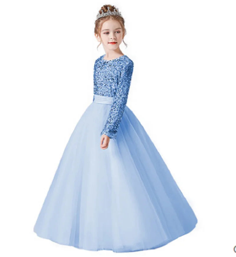 Sparkly Sequins Long Sleeve Flower Girl Dress for Weddings & Special Occasions - Perfect for Birthday Parties, Pageants, and Holiday Celebrations