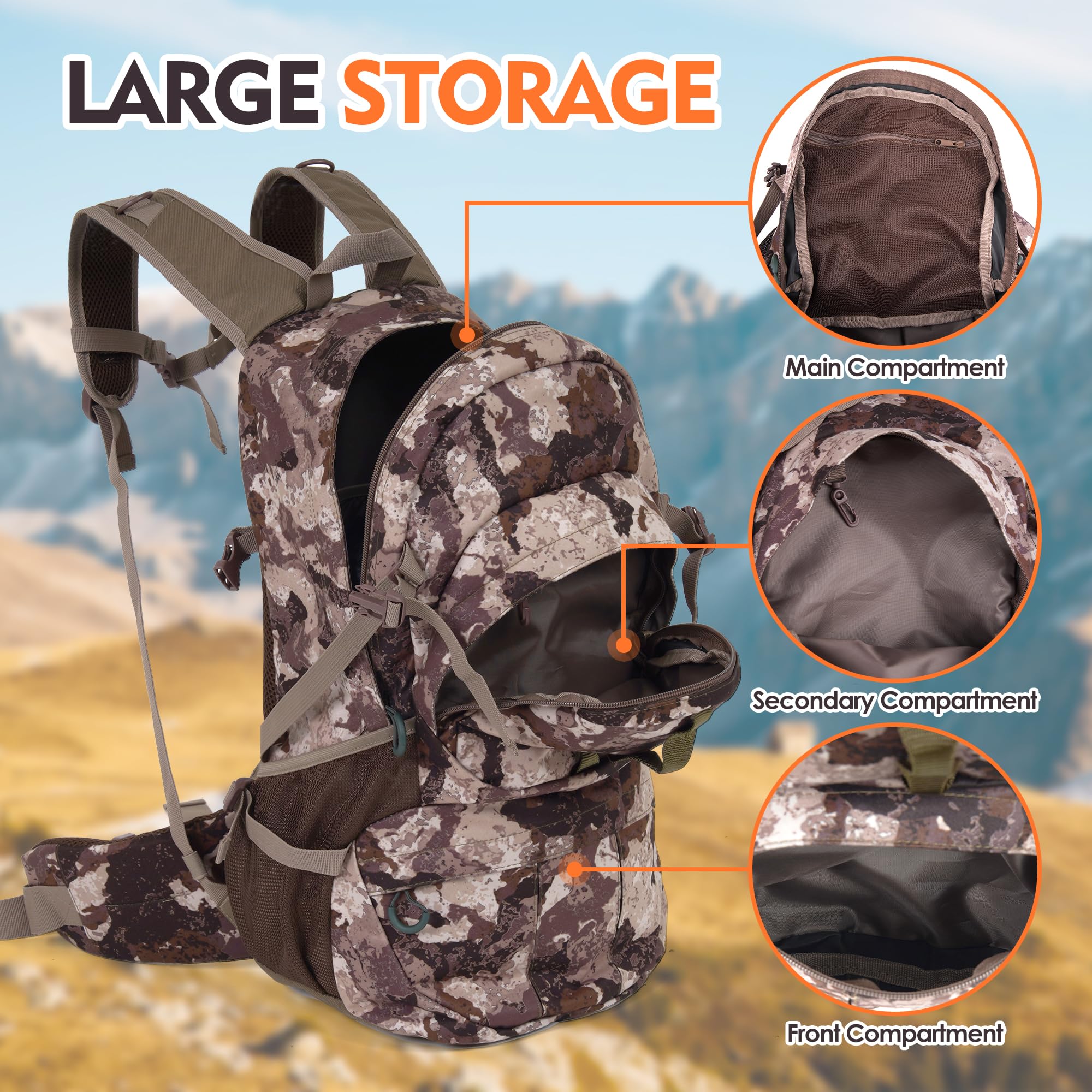 **38L Camouflage Hunting Backpack – Waterproof Rain Cover, Durable Large Capacity Day Pack for Hunting, Hiking, Fishing & Shooting – Perfect for Outdoor Adventures & Tactical Missions**