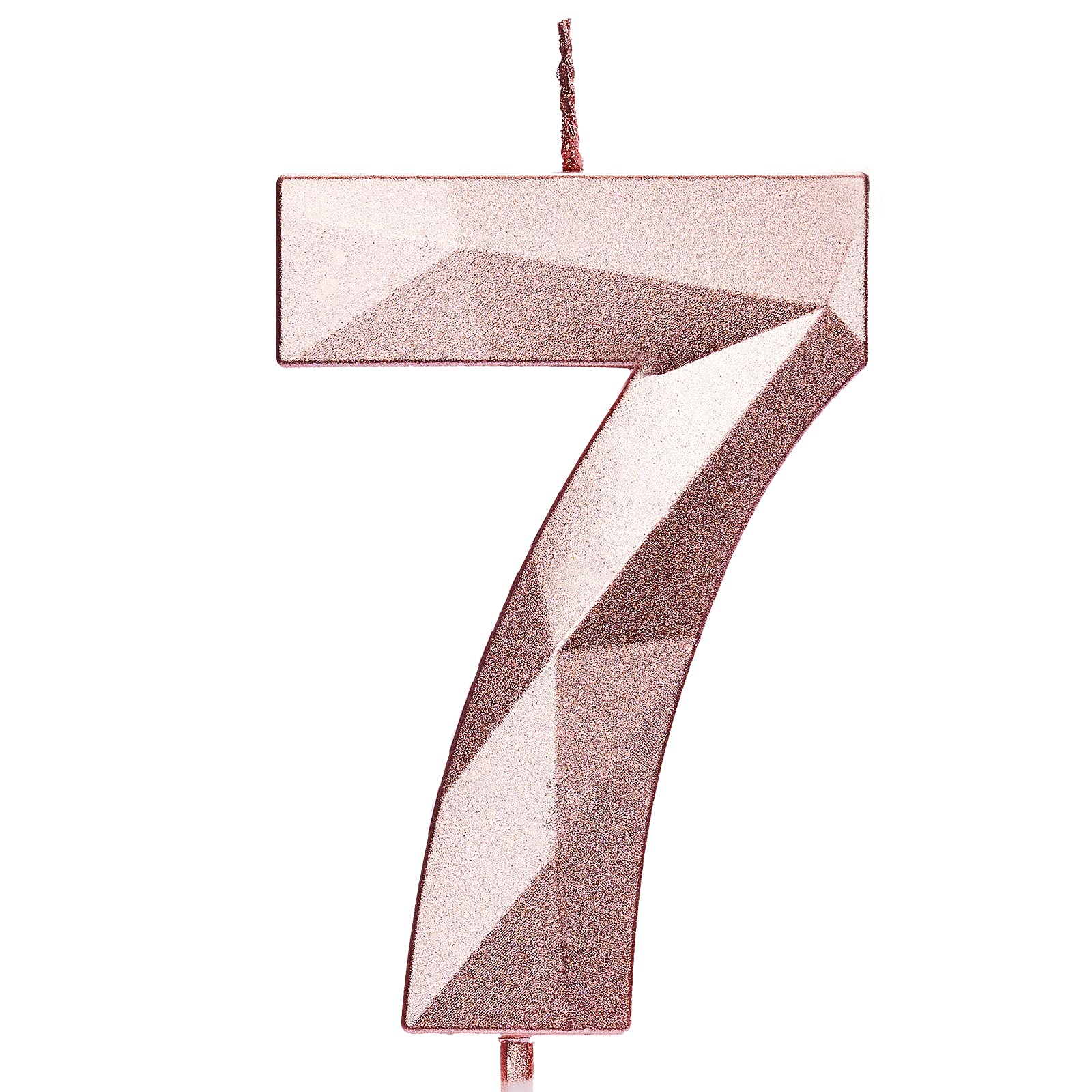 PartyWoo 2.75 Inch Rose Gold Number 7 Birthday Candles - Cake Toppers for Birthday Party Decorations | Perfect for Cakes, Cupcakes & Celebration Desserts