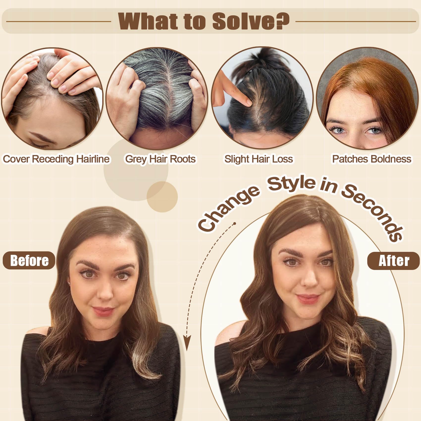 Premium JGS1996 Human Hair Toppers for Women – 150% Density Handmade Lace Base Remy Hair Wig Topper for Thinning Hair – No Bangs Clip-In Hair Extensions – Perfect for Daily Wear, Special Occasions & Hair Volume Enhancement