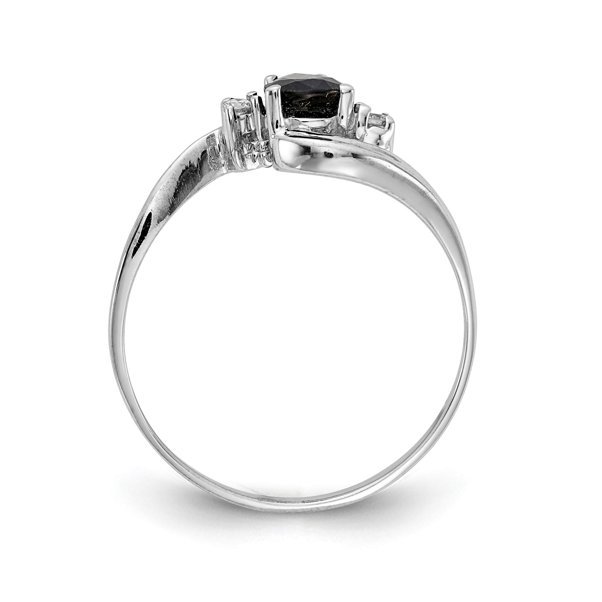 14K White Gold 6x4mm Pear Sapphire and AA Diamond Engagement Ring - Size 6, Dainty Wedding Band, Perfect for Bridal Jewelry, Anniversary Gifts & Special Occasions