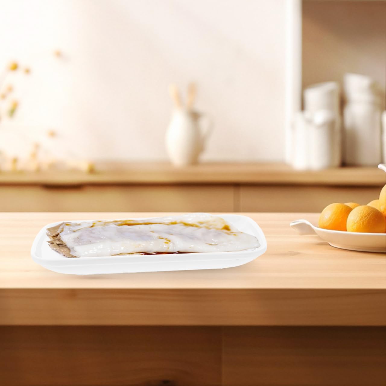 Hemoton 4-Piece 7.5 Inch White Melamine Rectangular Salad Plates - Microwave & Oven Safe Appetizer Serving Trays for Dessert, Fruit, Sushi, Dinner Parties - Perfect for Indoor/Outdoor Dining, Picnics & Entertaining
