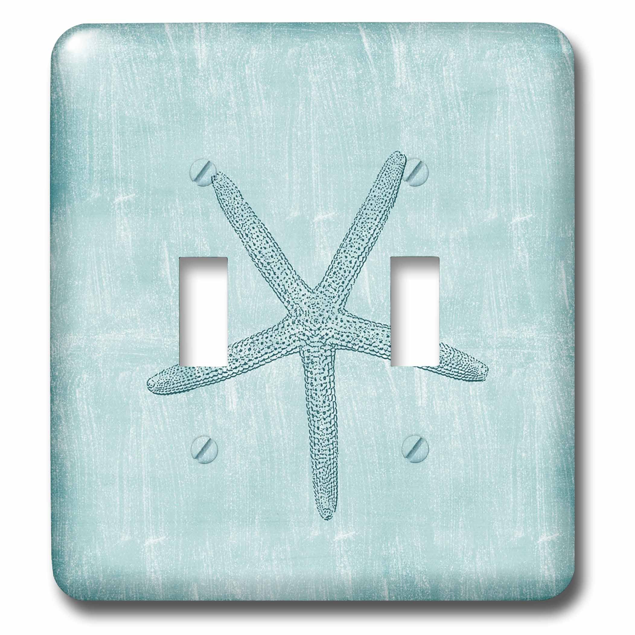 3D Printed Aqua Starfish Abstract Beach Theme Light Switch Cover - Decorative Wall Plate for Bathroom, Bedroom, and Coastal Home Decor