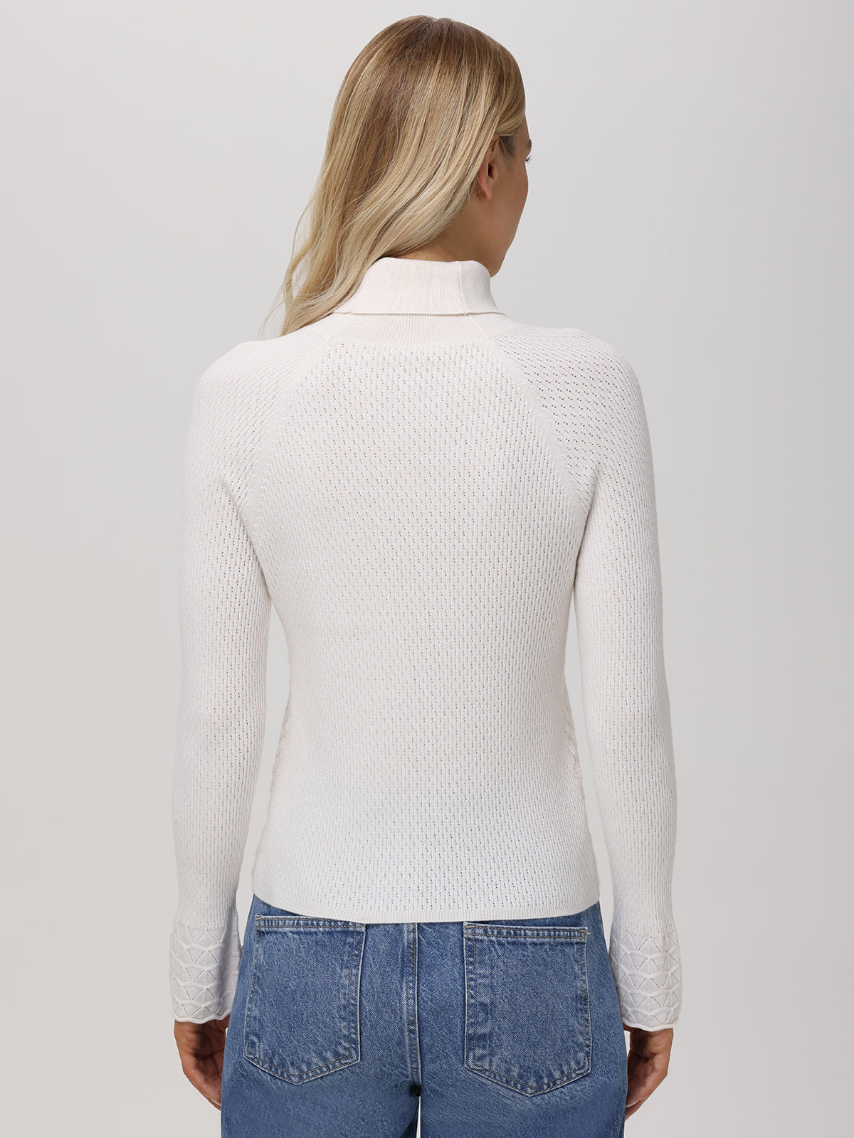 Violet Lace Stitch Turtleneck Sweater for Women - Elegant Long Sleeve Knit Pullover for Fall & Winter, Perfect for Office, Date Night and Casual Outfits