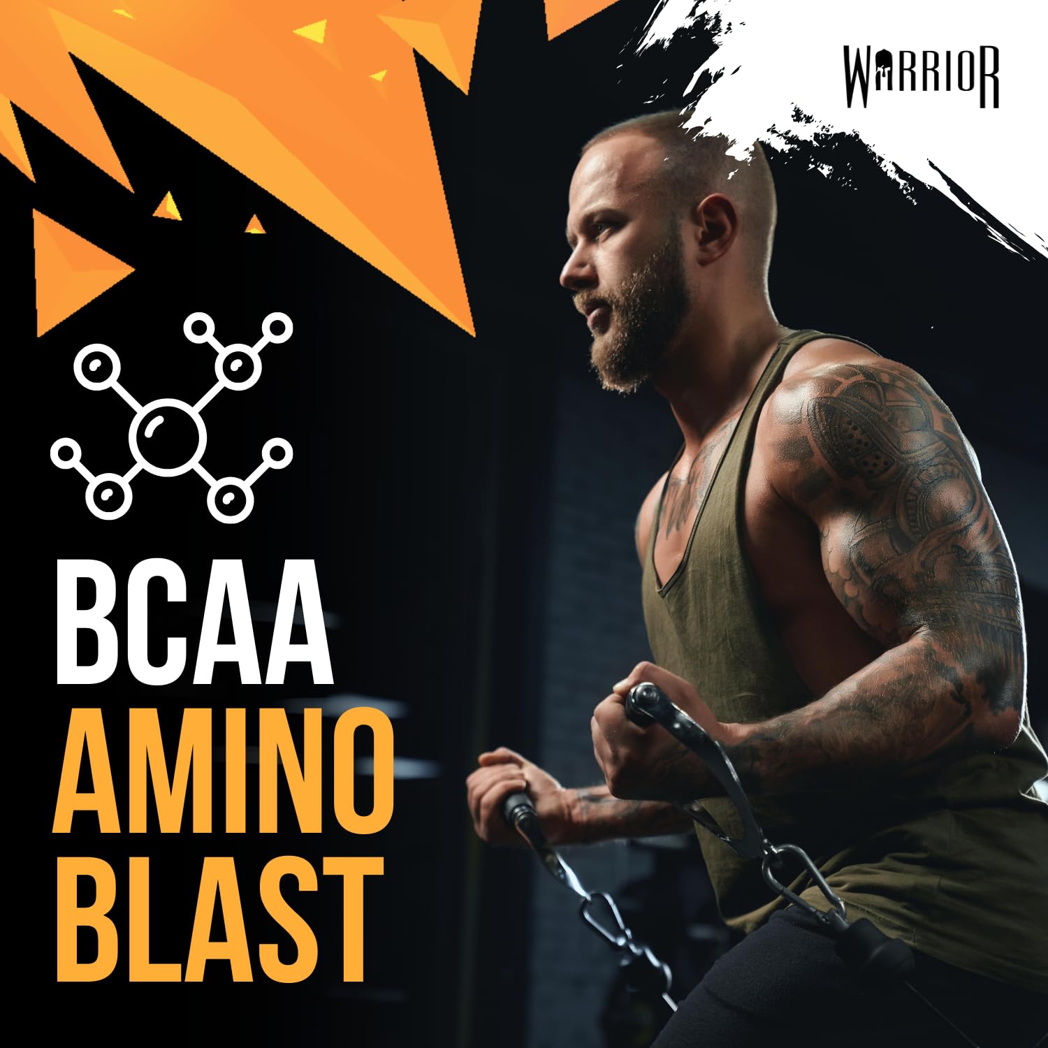 Warrior Amino Blast 270g BCAA Powder - Branched Chain Amino Acids Supplement for Workout & Recovery | Energy Boosting Drink Mix | 30 Servings Fruit Salad Flavor | Pre, Intra & Post Workout Nutrition