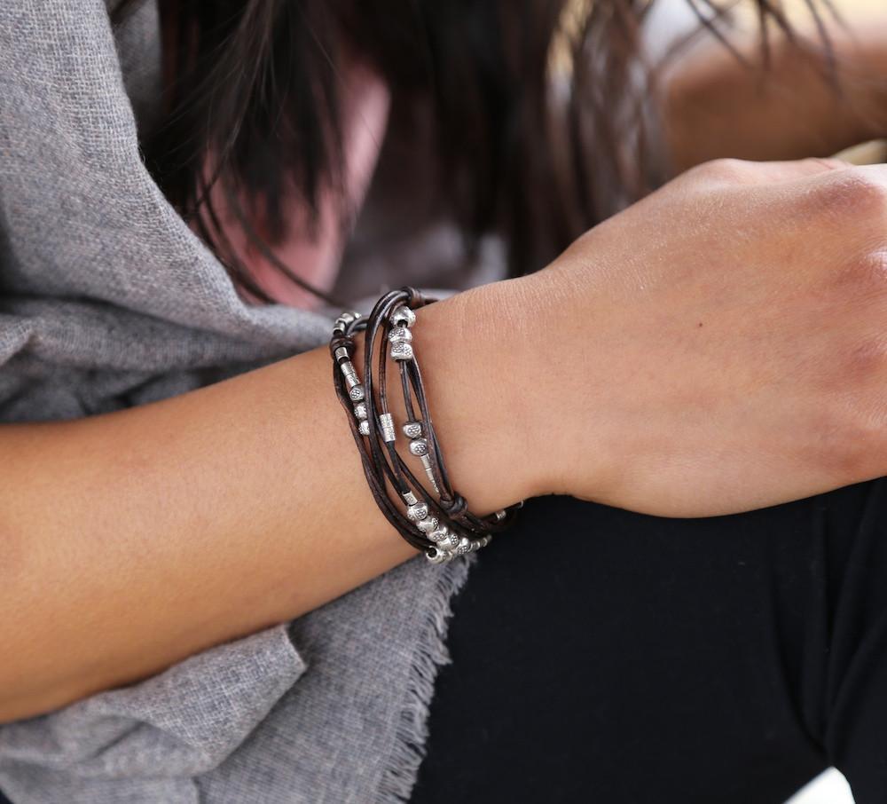 Authentic Hill Tribe Silver Beads & Handwoven Wrap Bracelet - Boho Chic Jewelry for Women, Perfect for Festivals, Yoga & Everyday Wear