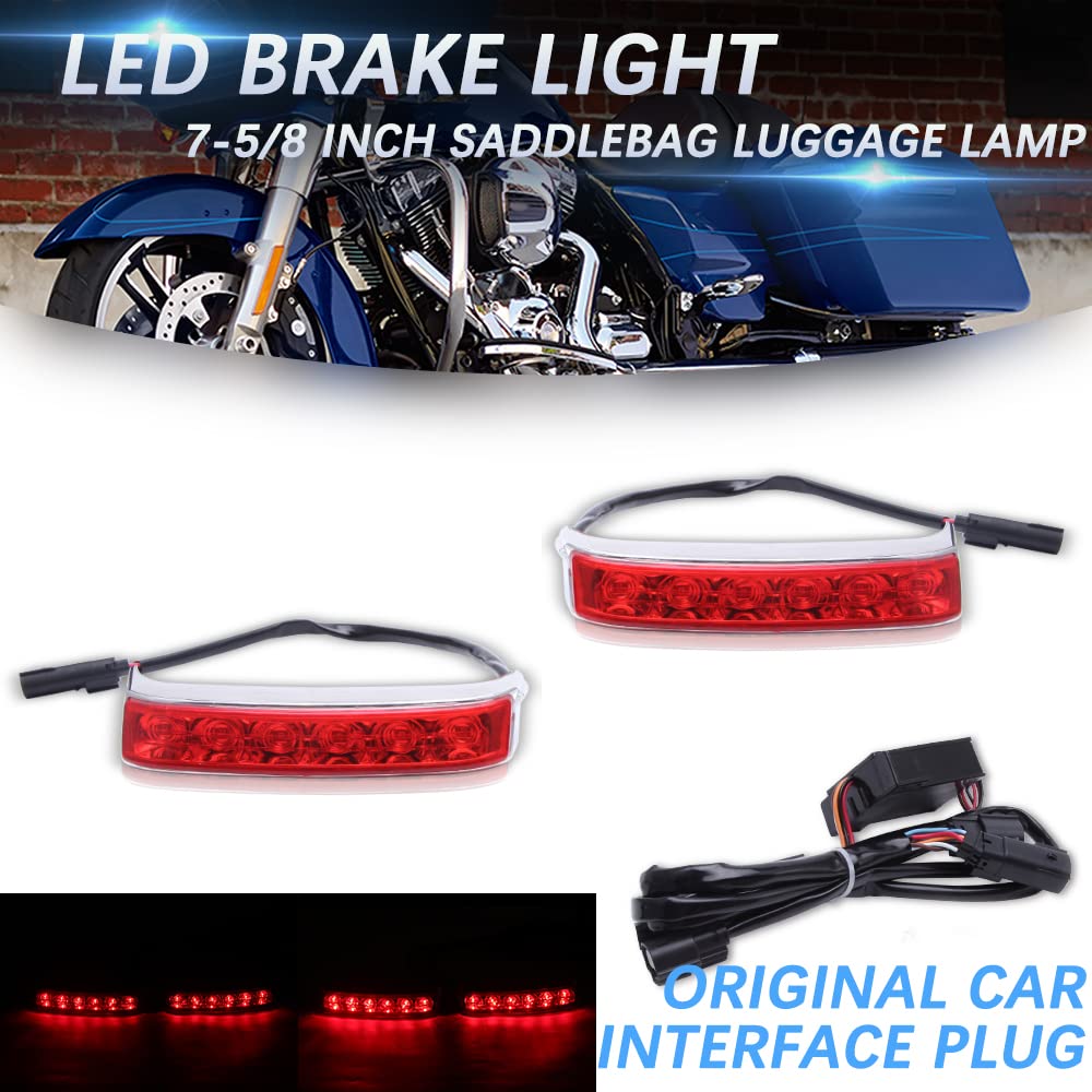 DREAMIZER Motorcycle Saddlebag Luggage Tail Light LED Lamp - Chrome Housing with Red Lens | Compatible with Harley Davidson Touring Road King Ultra CVO Limited & Electra Glide Ultra Classic | Enhanced Visibility & Safety for Night Riding & Long Distance Touring