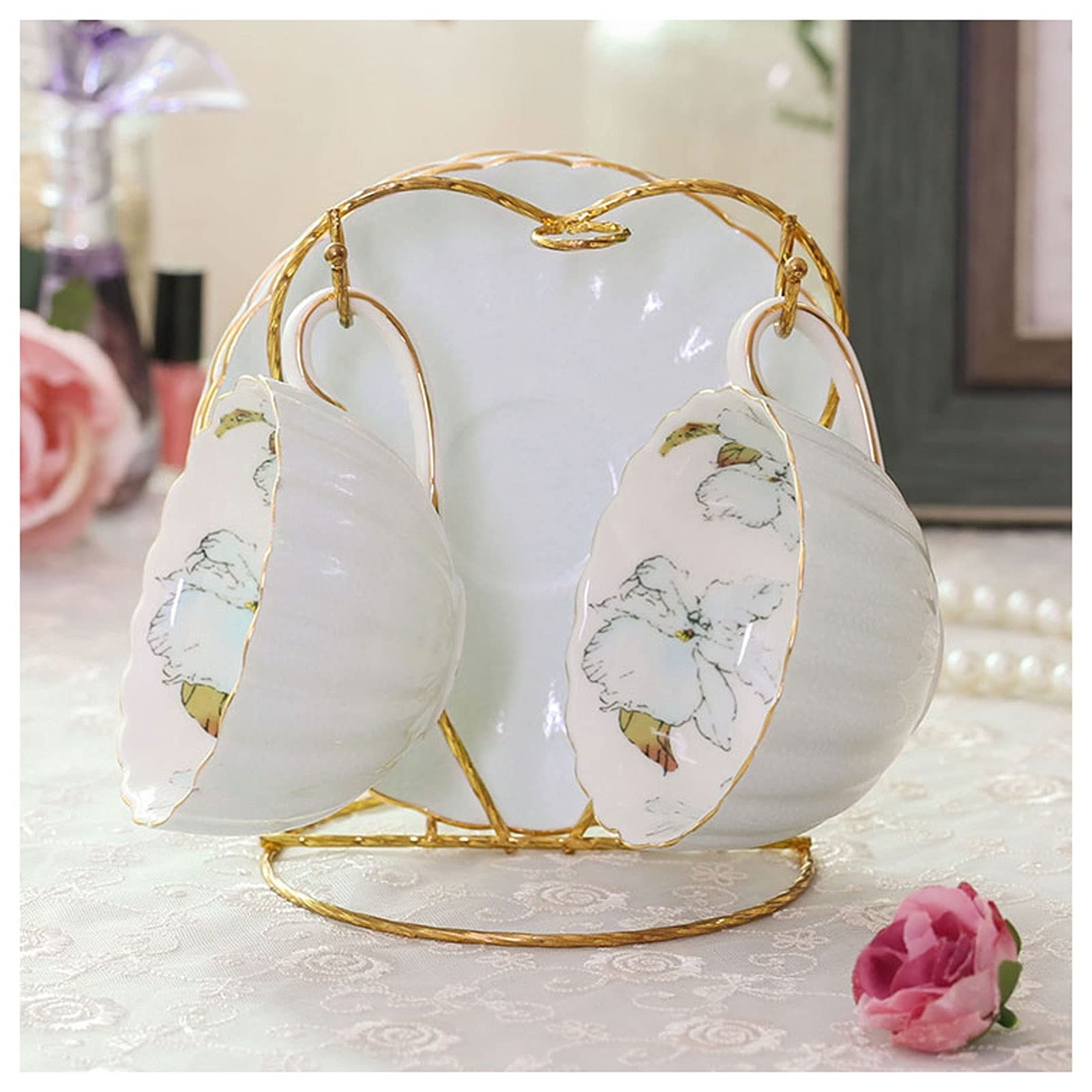 Handmade Ceramic Coffee Mug - Elegant Floral Tea Cup Set for British Afternoon Tea, Perfect for Weddings, Gifts & Home Use | Durable & Stylish (Color: A) - Ideal for Tea Parties, Office Use & Cozy Home Decor