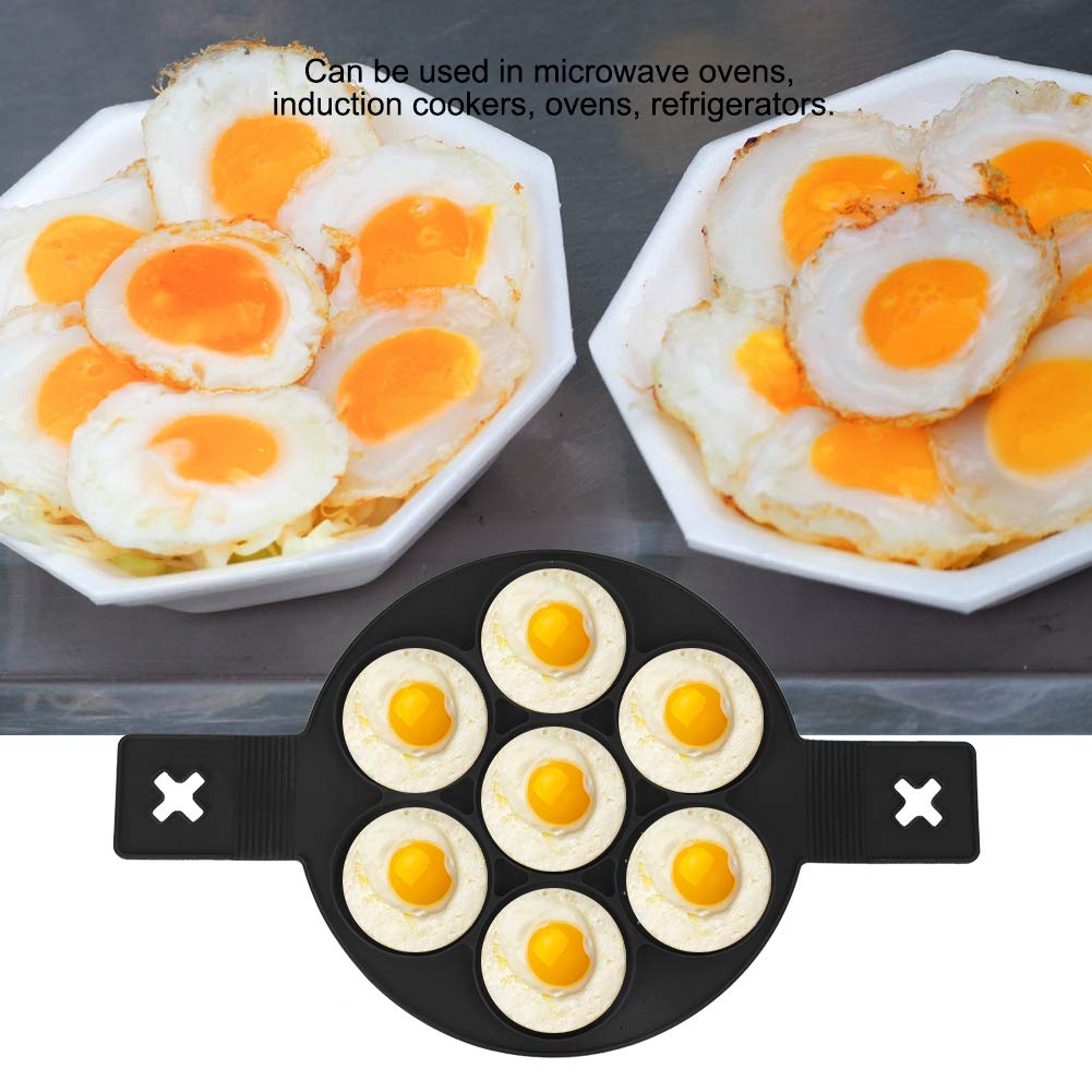 Nonstick Silicone 7-Hole Round Egg Pancake Maker Mold - DIY Baking Tool for Cakes, Cookies & Muffins with Double Handles - Perfect for Breakfast, Brunch & Kids' Snacks