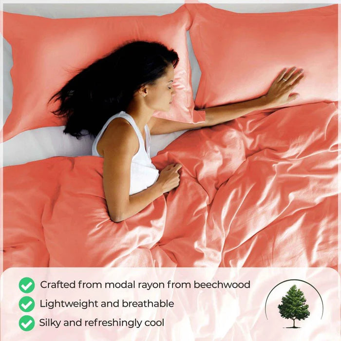 Premium 300 Thread Count Modal Duvet Cover Set - Soft & Breathable Beechwood Fabric - Perfect for Bedroom, Hotel, and Guest Room Comfort