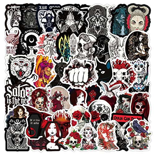 100PCS Gothic Stickers Pack - Horror Skull Vinyl Waterproof Stickers for Adults & Teens - Punk Decals for Water Bottles, Hydroflask, Laptop, Scrapbooking - Perfect for DIY Crafts, Skateboards & Gothic Decor