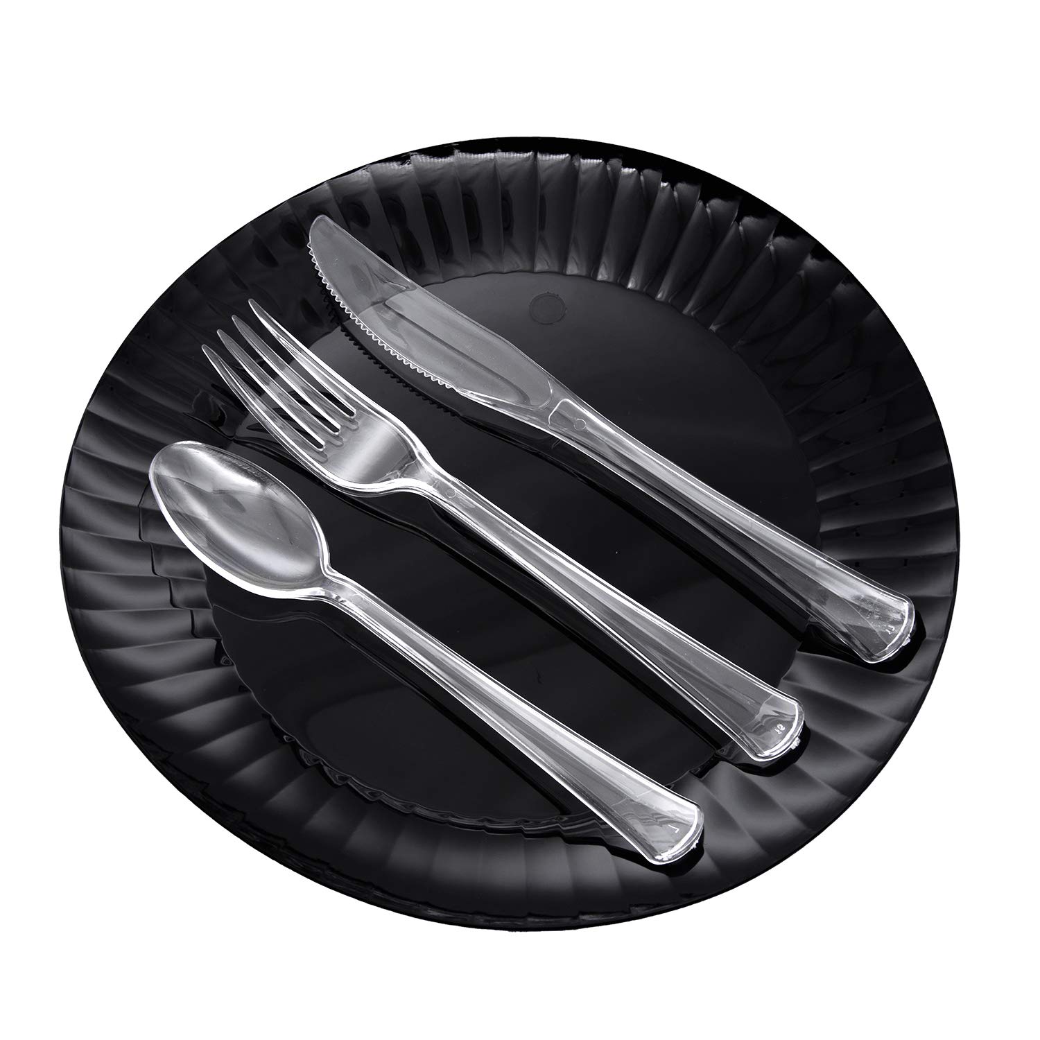 Extra Heavy Duty Hard Plastic Full Size Cutlery Set - 24-Piece Clear Disposable Knives, Forks & Spoons | Perfect for Parties, BBQs, Weddings & Large Gatherings