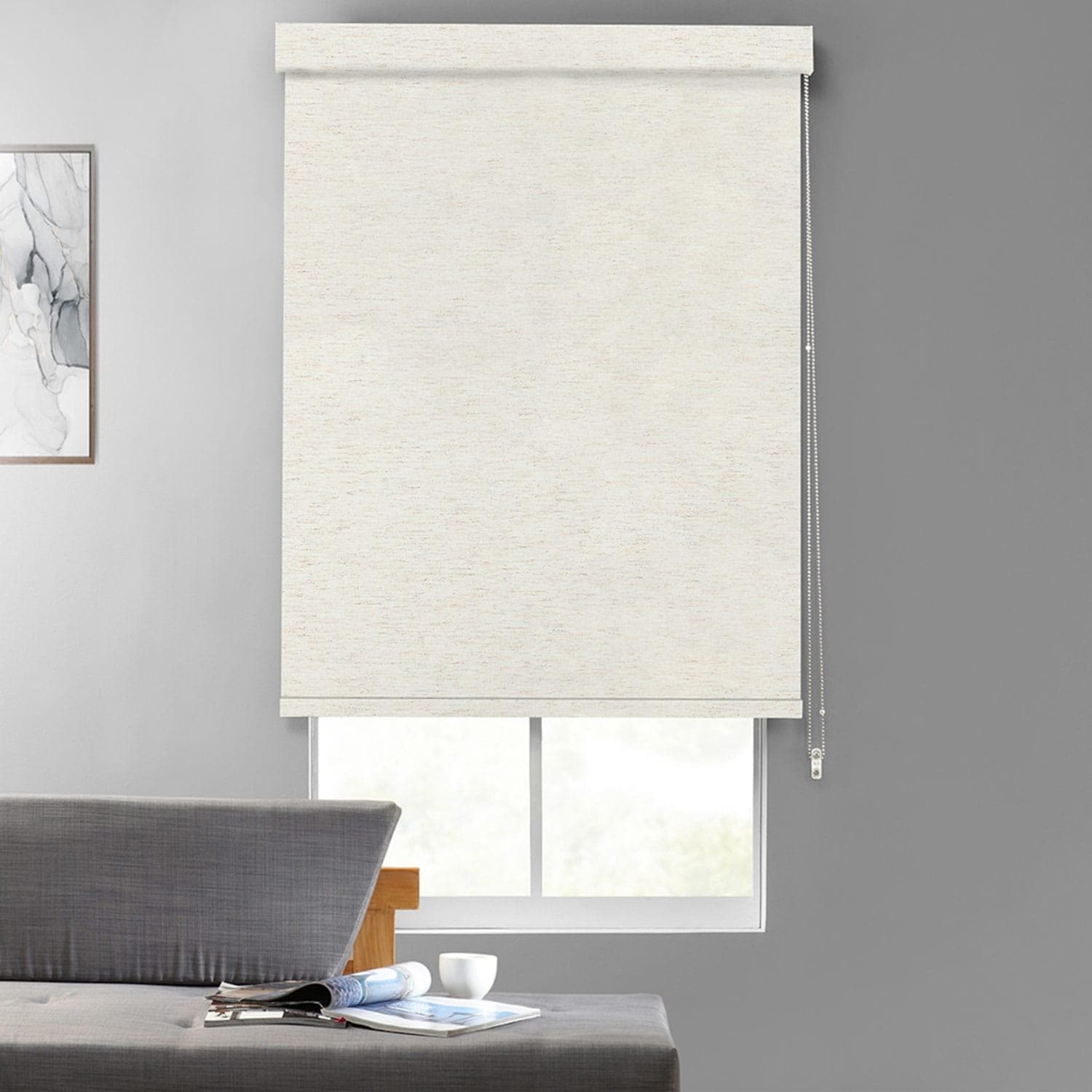 Premium Heathered EvenWeave Textured Blackout Roller Shades - Noise Reducing & Light Blocking Window Treatments for Bedroom, Nursery & Home Office