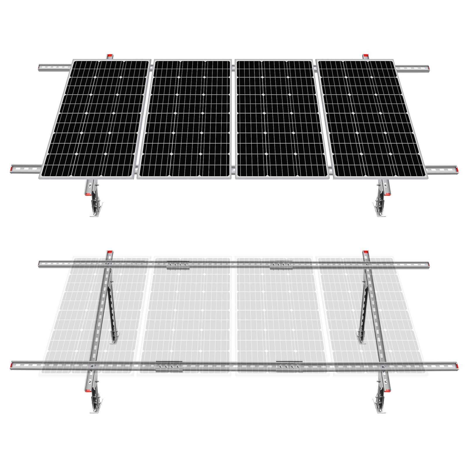 ECO-WORTHY Adjustable Solar Panel Mounting Brackets Kit for 1-4 Panels - Ground Mount System for RV, Off-Grid & Home Solar Power Installation