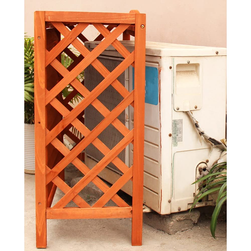 Wooden Air Conditioner Cover with Plant Shelf - Ventilated Dustproof Sunproof Design with Tie Ropes for Dryer & Fan - Perfect for Home, Garden & Laundry Room (Orange, 110x58x109cm)