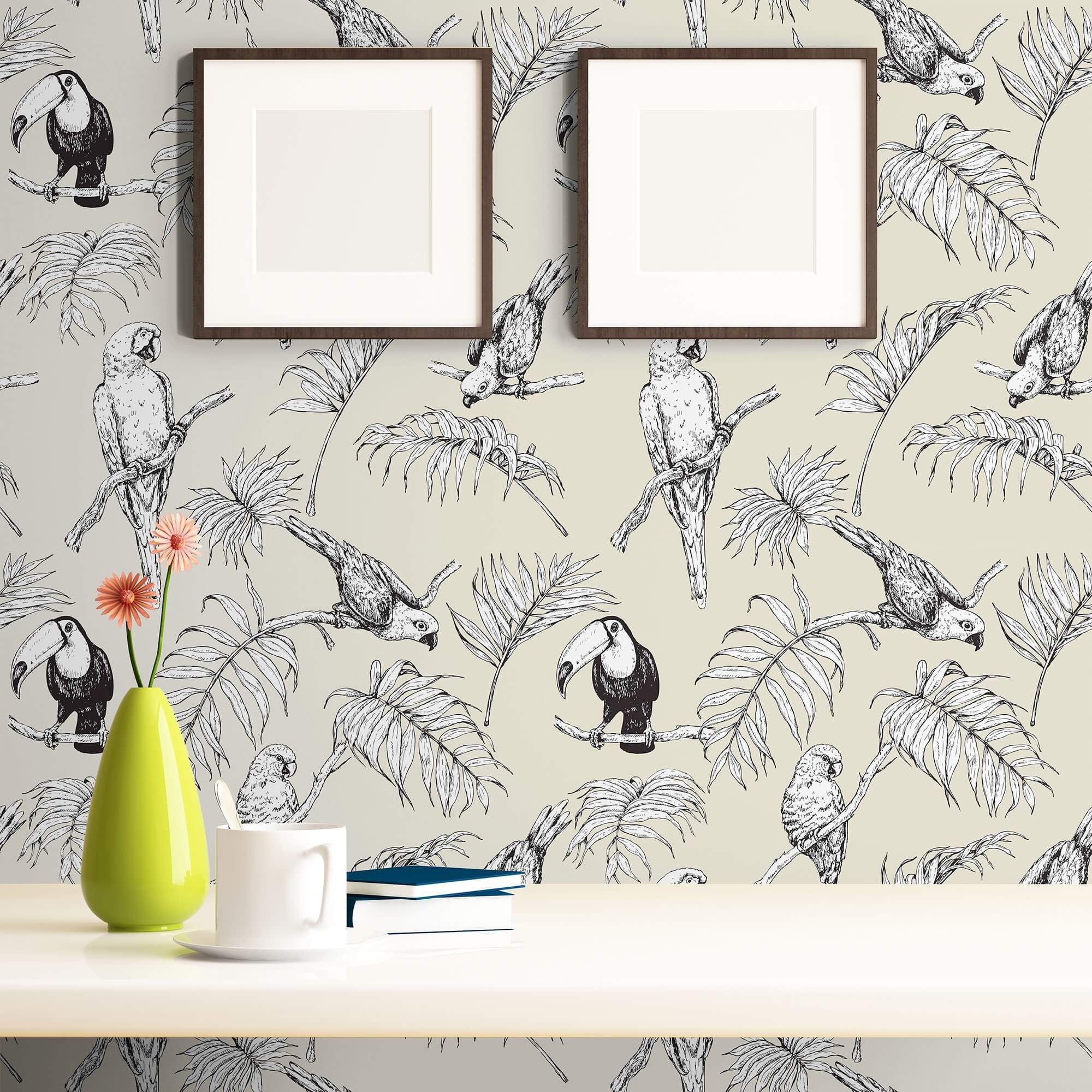 White Bird Animal Peel and Stick Removable Wallpaper - Self-Adhesive Decorative Wall Covering for Nursery, Bedroom, Living Room & Office Decor