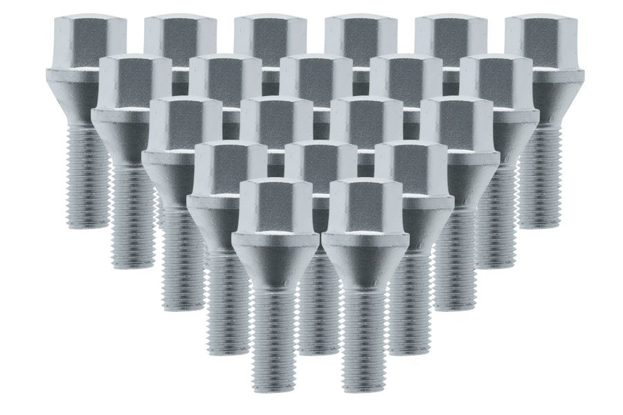 Bolt 14x1.5 Acorn Lug Nuts Chrome Plated Heat Treated Conical Seat (14mmx1.5 Thread Size) 17mm Hex Head - 20 Piece Set with 24mm Shank - Perfect for Wheel Installation & Automotive Repair