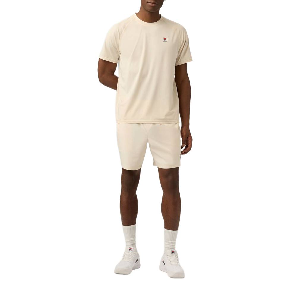 Fila Men's Short Sleeve Crewneck T-Shirt - Breathable Cotton Blend, Comfort Fit, Casual Wear (Gardenia White) - Perfect for Gym, Running, Workout & Everyday Street Style
