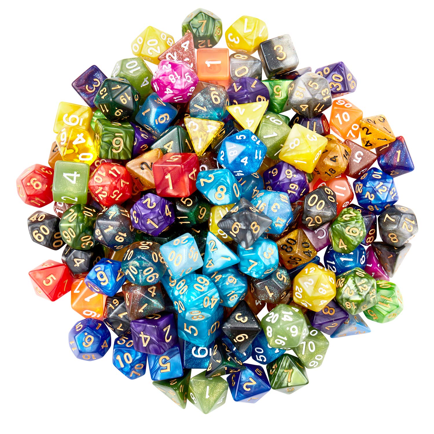 Premium 140-Piece DND Dice Set for Dungeons & Dragons, RPG, MTG - 20 Vibrant Colors with Large Flannel Storage Bag | Perfect for Tabletop Gaming, Campaigns & Gift Giving
