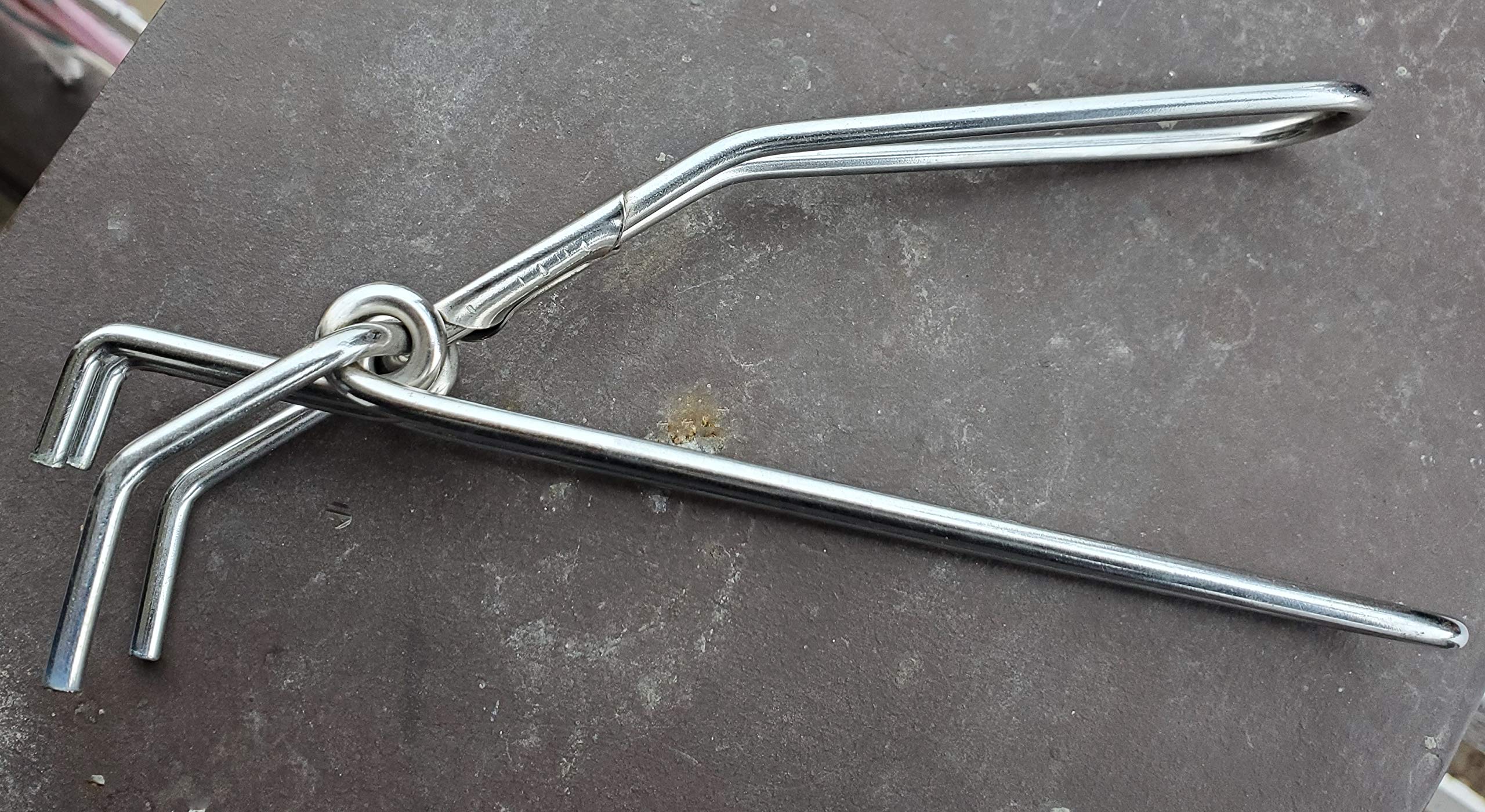 Premium Stainless Steel Wire Tongs - Heavy Duty Kitchen Utensil Gripper & Holder for Cooking, Grilling, Serving - Ideal for BBQ, Salad, Pasta (1 Piece)