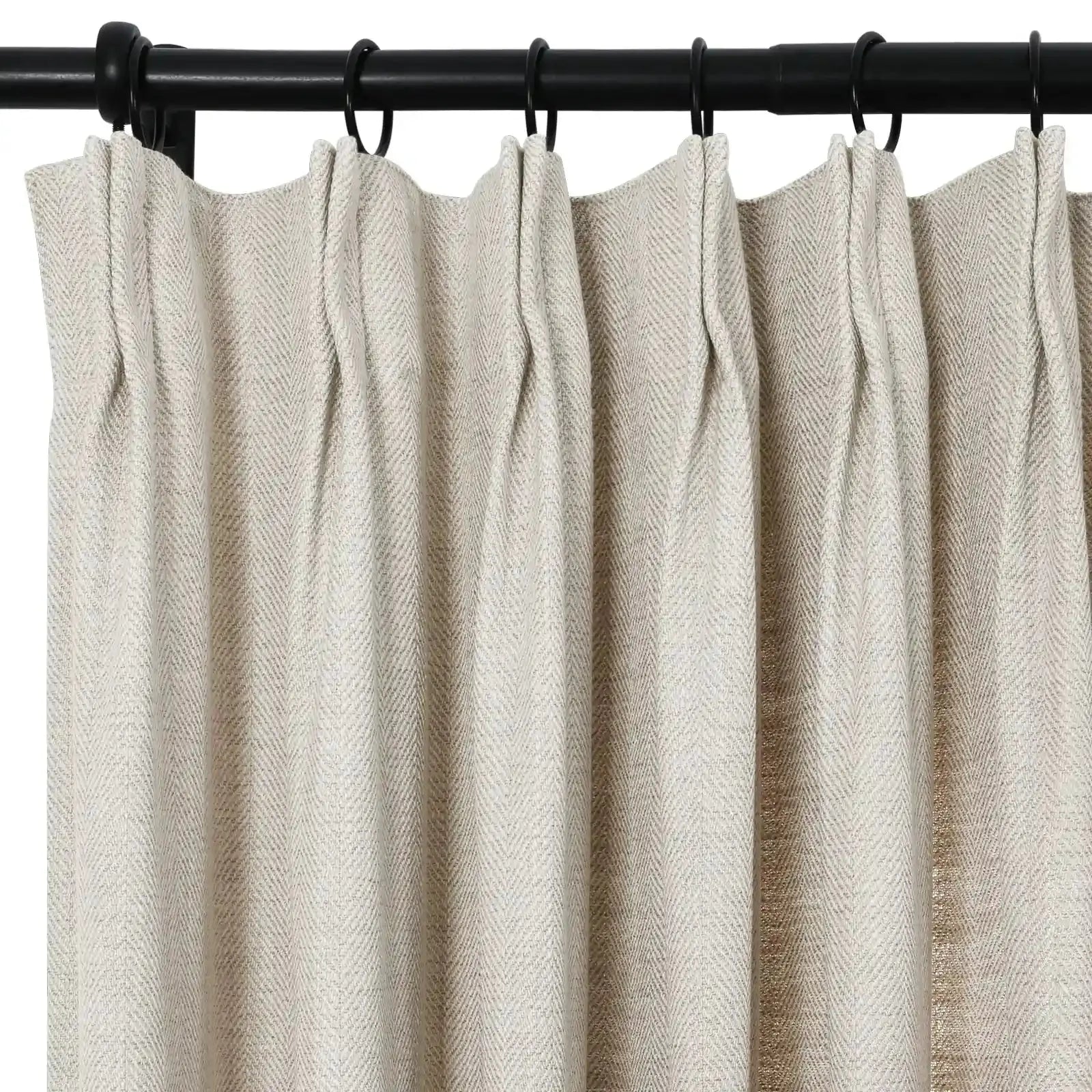Reid Herringbone Curated Pleated Window Drapes - Elegant Blackout Curtains for Living Room & Bedroom