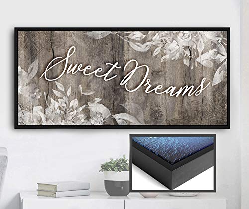 Sweet Dreams Sign - Large Canvas Wall Art for Master Bedroom Decor with Floating Frame (42x19, Brown & Black) | Perfect Above Bed Wall Decor & Bedroom Signs for Cozy & Romantic Ambiance