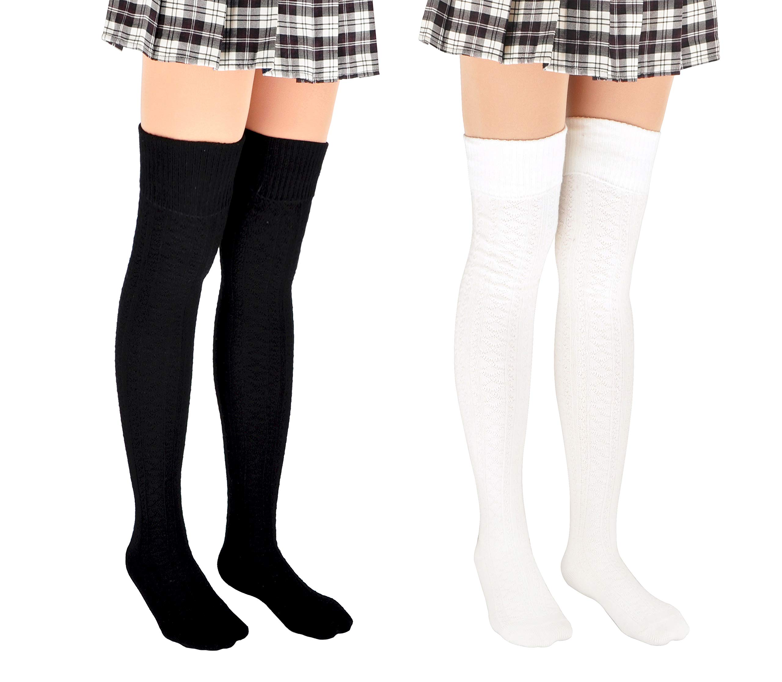 Plus Size Thigh High Socks for Women - Cotton Over The Knee Stockings & Leg Warmers - Perfect for Winter, Cosplay, and Fashion Outfits