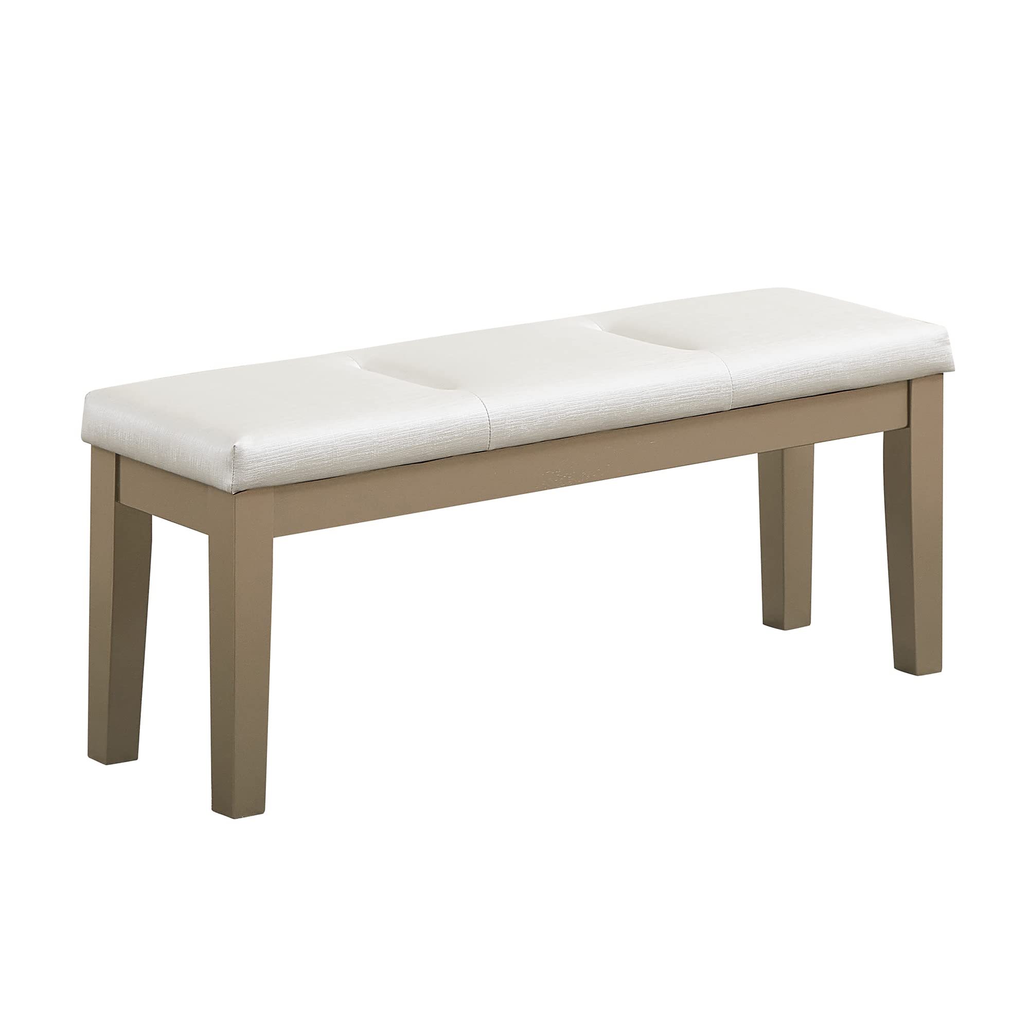 Kings Brand Furniture - Hillsdale Upholstered Dining Bench, White and Gold, Modern Kitchen Bench Seat for Dining Room, Breakfast Nook, and Entryway